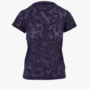 Rag & Bone Valencia Purple Night Sheer Floral Tee Blue Purple M